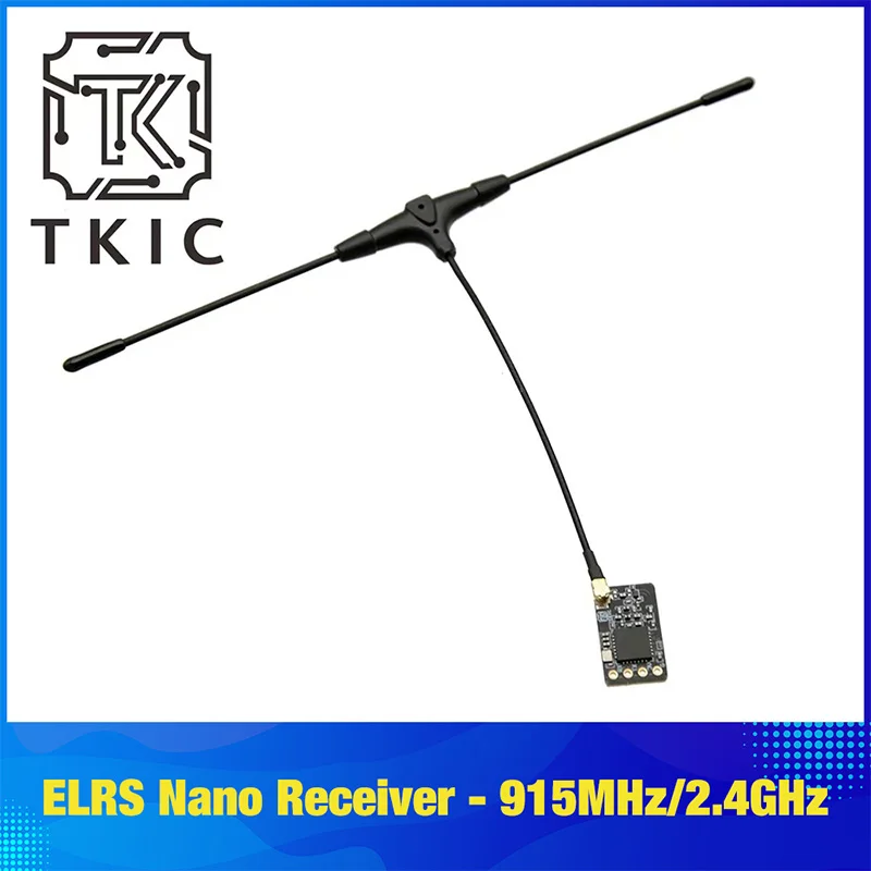 

TKICFPV ELRS Nano Receiver - 915MHz|2.4GHz,T-Antenna, WiFi Firmware Update, 250Hz Refresh Rate, for FPV Racing Drones