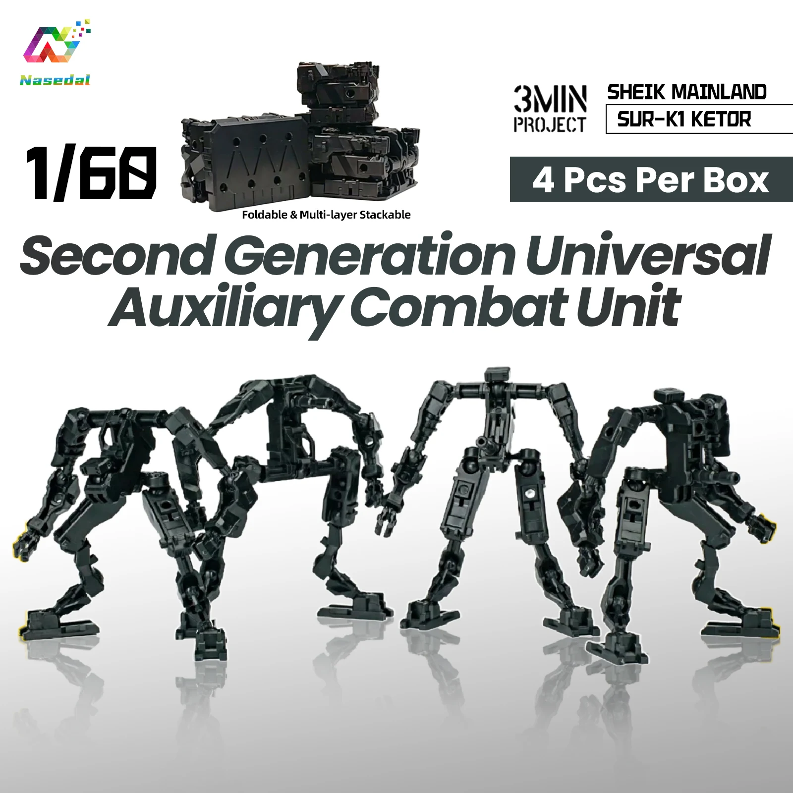 

1/60 3MIN PROJECT Sheik Mainland SUR-K1 Ketor 4pcs/box Second Generation Universal Auxiliary Combat Unit Assembly Model Kit
