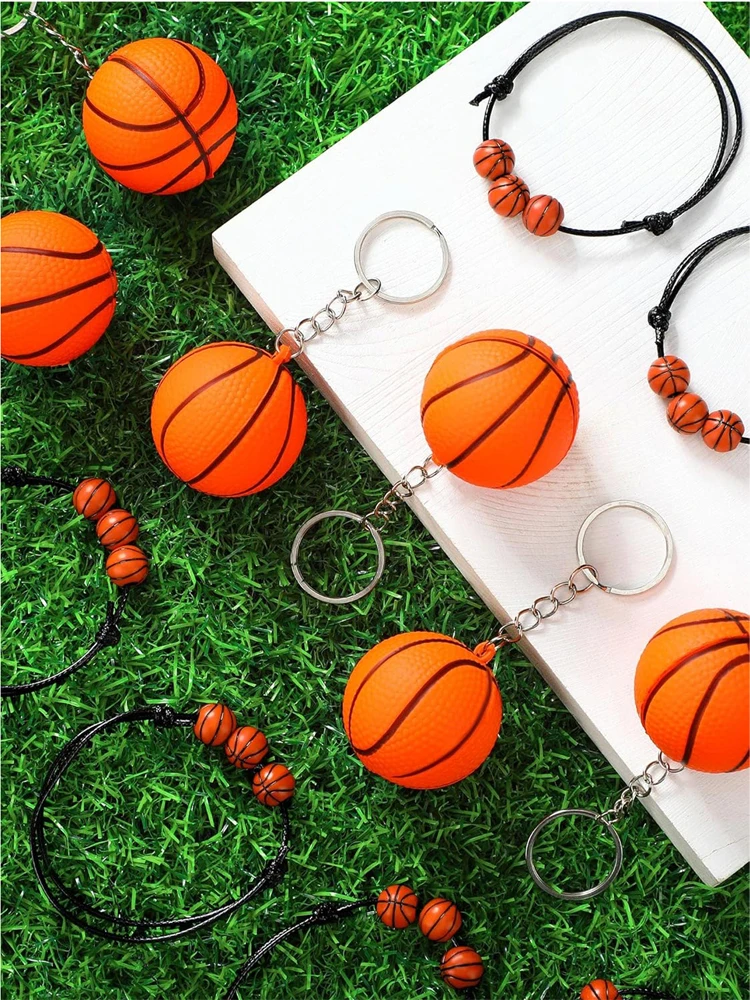 20 pcs sports ball accessories bracelet and keychain set team gifts for players, basketball football party gifts and accessories