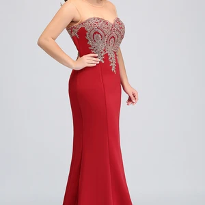 Babyonline Elegant Lady Dresses of Honor Maxi Floor Dresses Mermaid Gold Appques Dear illusion Wedding Guest Gown 10 Main Sales Dress Bridesmaid Wedding - №8