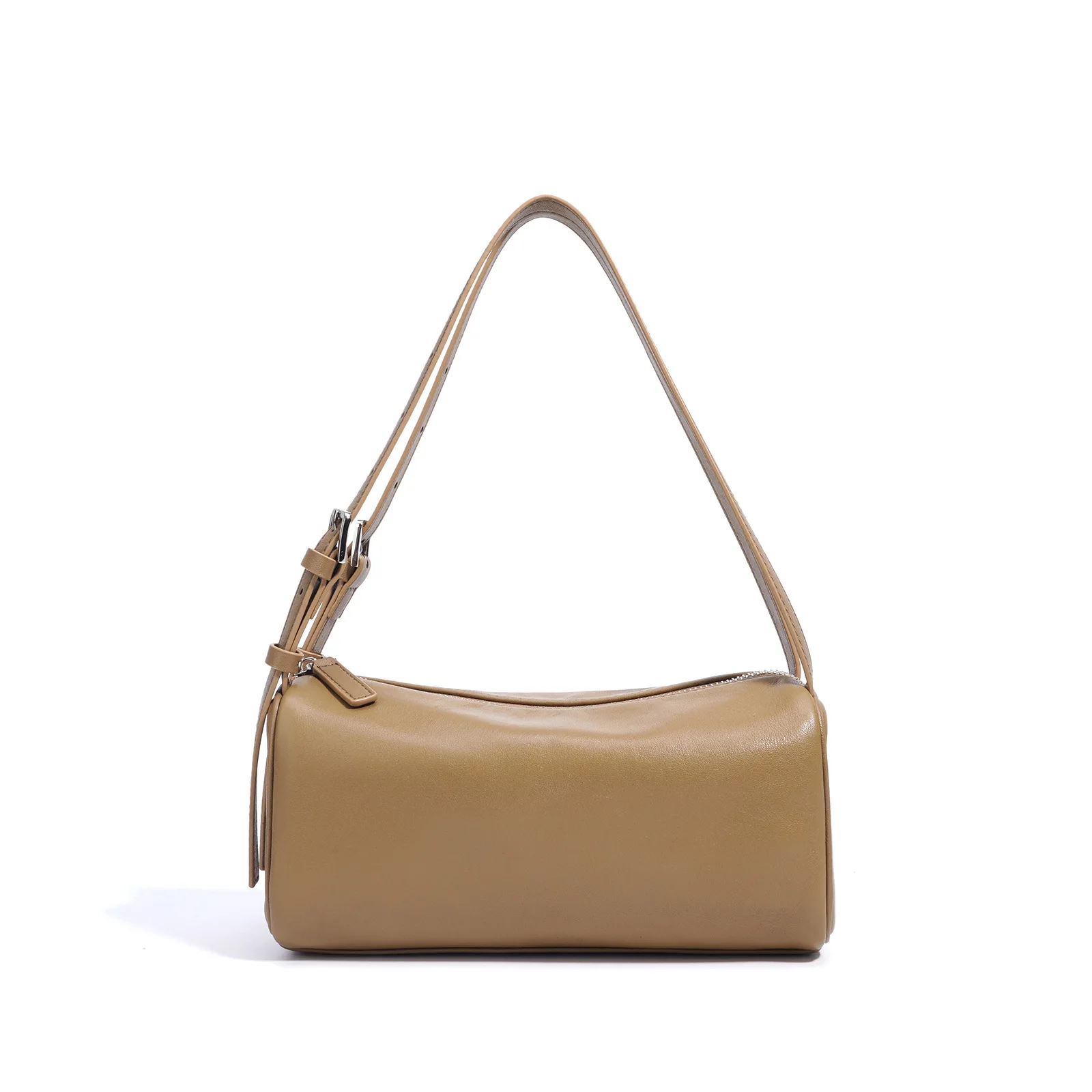 Nowa, oryginalna, skórzana torebka w kształcie cylindra, jednolita, damska, z prawdziwej skóry, z paskiem na ramię, torebka w kształcie beczki.