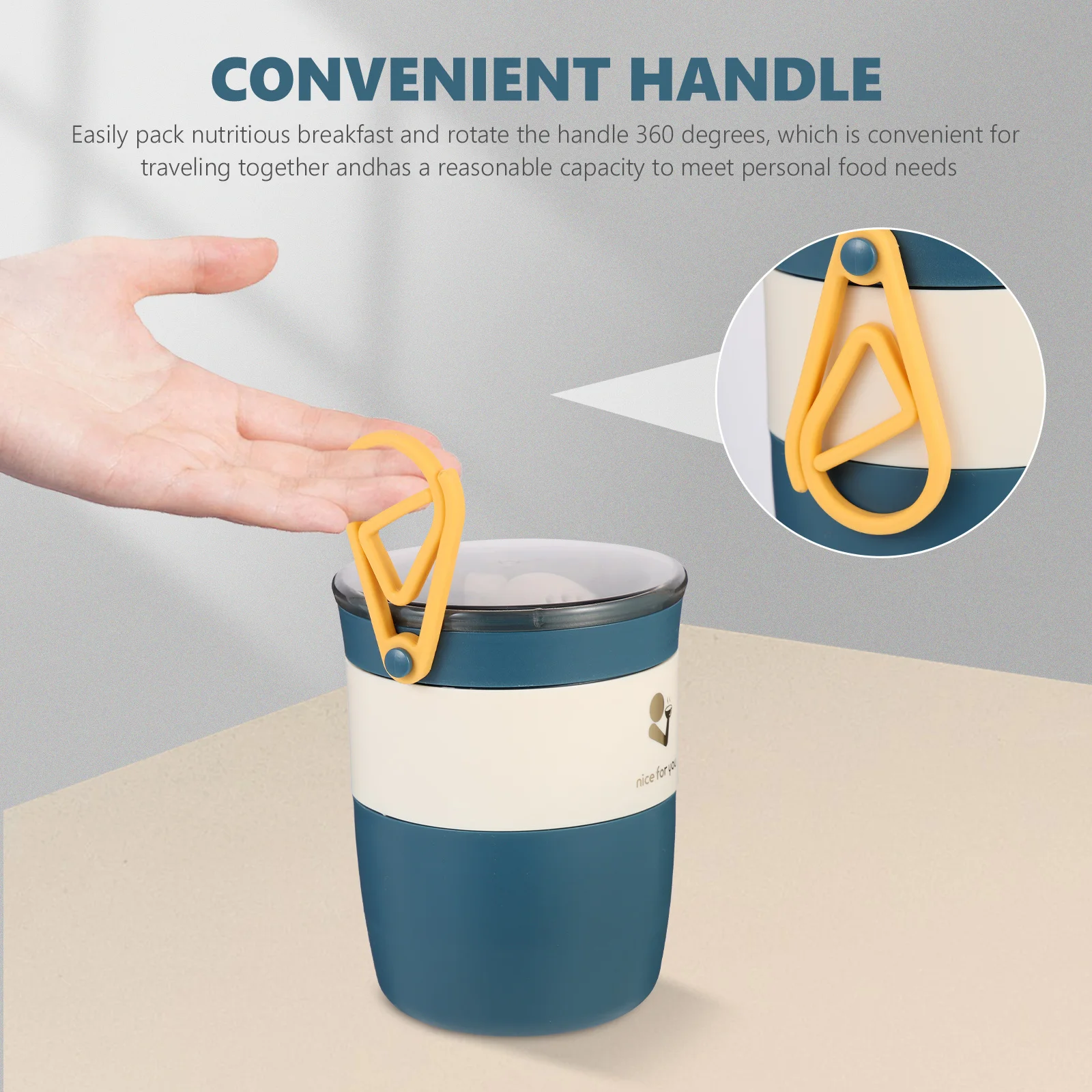 

1 set 1 Set Insulated Breakfast Cup Portable Porridge Container Leak Proof Bento Box For School Office Travel Food Storage Case