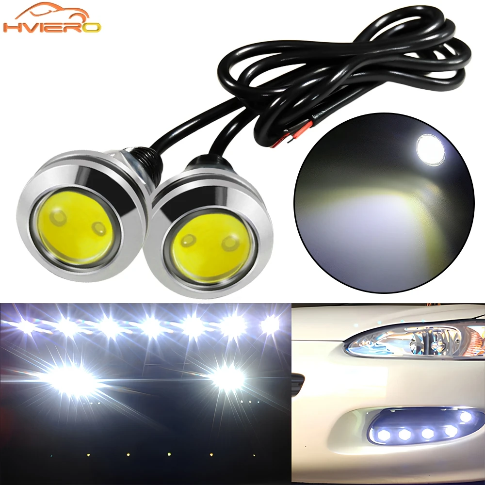2X 18MM Car Lamp Eagle Eye Silver Shell DRL Led Daytime Running Lights LED 12V Backup Reversing Parking Signal Automobiles Lamp