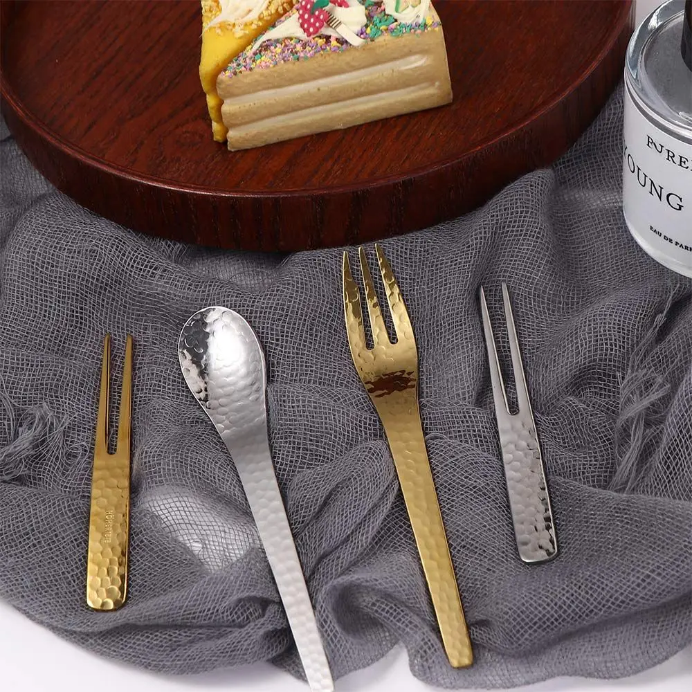 Metal Handmade Cake Honey 304 Stainless Steel Coffee Tableware Stirring Spoon Teaspoon Fruit Fork