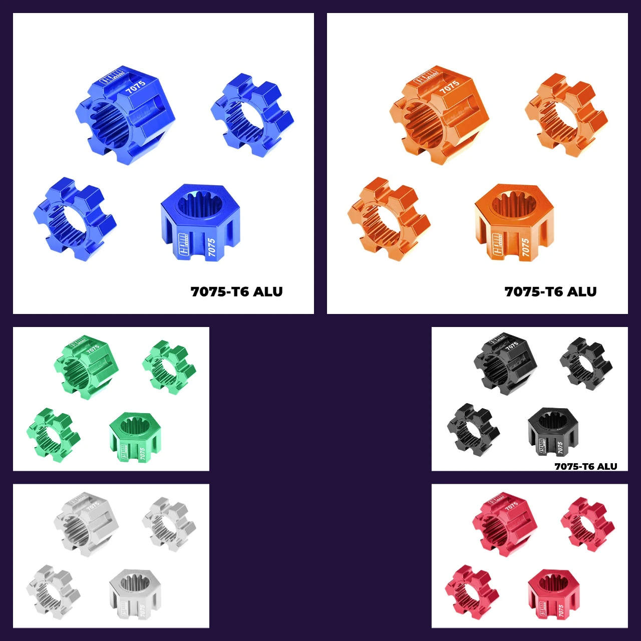

7075 Alloy 24mm Wheel Hex Hubs TRAXXAS 1/6 Funco Pro 2WD Sand 8S 10954 7756