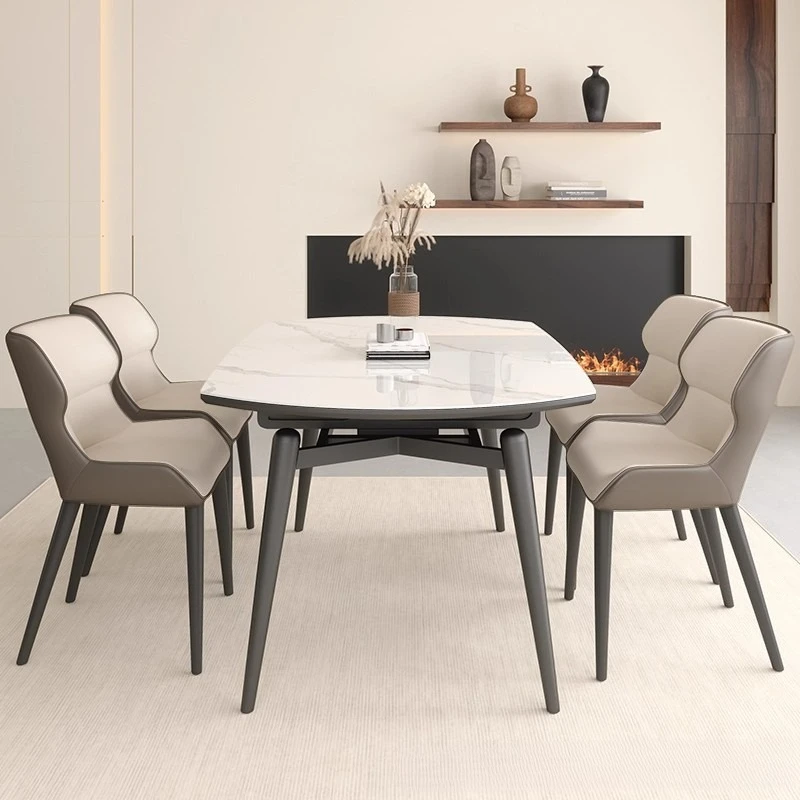 

Italian style, rock slab, dining table and chairs, combination, simple, modern, household, small apartment