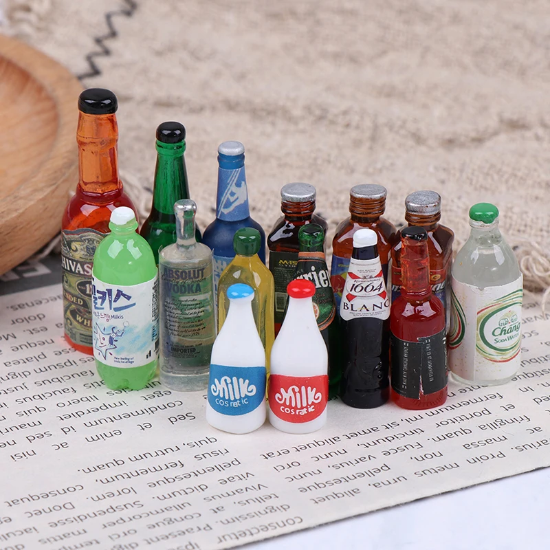 5Pcs 1:12 Dollhouse Miniature Drinks Bottles Model Dolls Kitchen Accessories