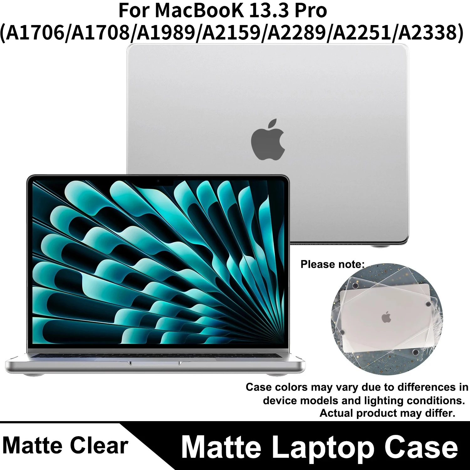 Ultra-thin Lightweight Anti-Scratch Laptop Case for Apple MacBook Pro13.3 A1706/A1708/A1989/A2159/A2289/A2251/A2338 Cover