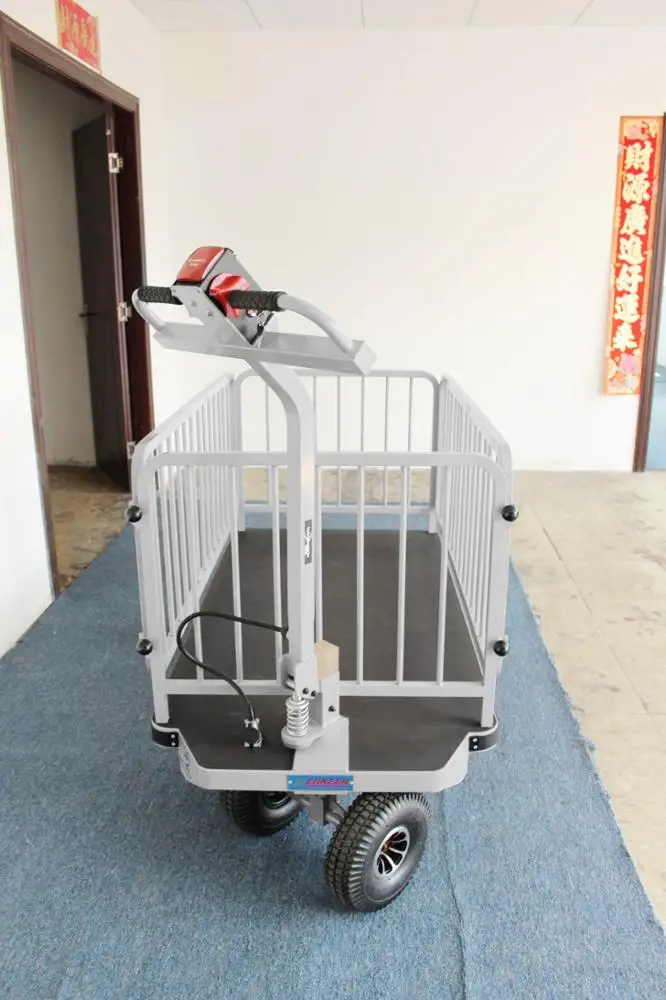 Manufacture Warehouse Hand Pull Electric Trolley with Guardrail for Industrial Logistics Use