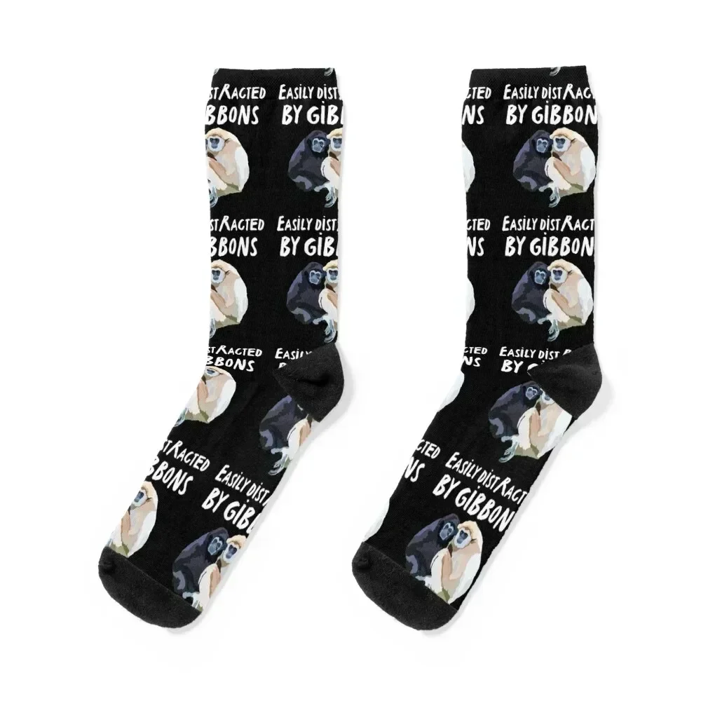 

Easily Distracted By Gibbons Socks compression cotton man summer Socks Men's Women's