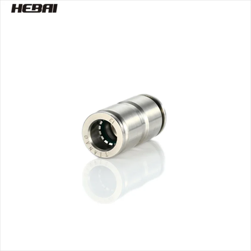 HEBAI 304 Pu Stainless Steel Metal Pneumatic Quick Connector Through 4 6 8 10 12 Mm Air Compressor Hose High Pressure Connector