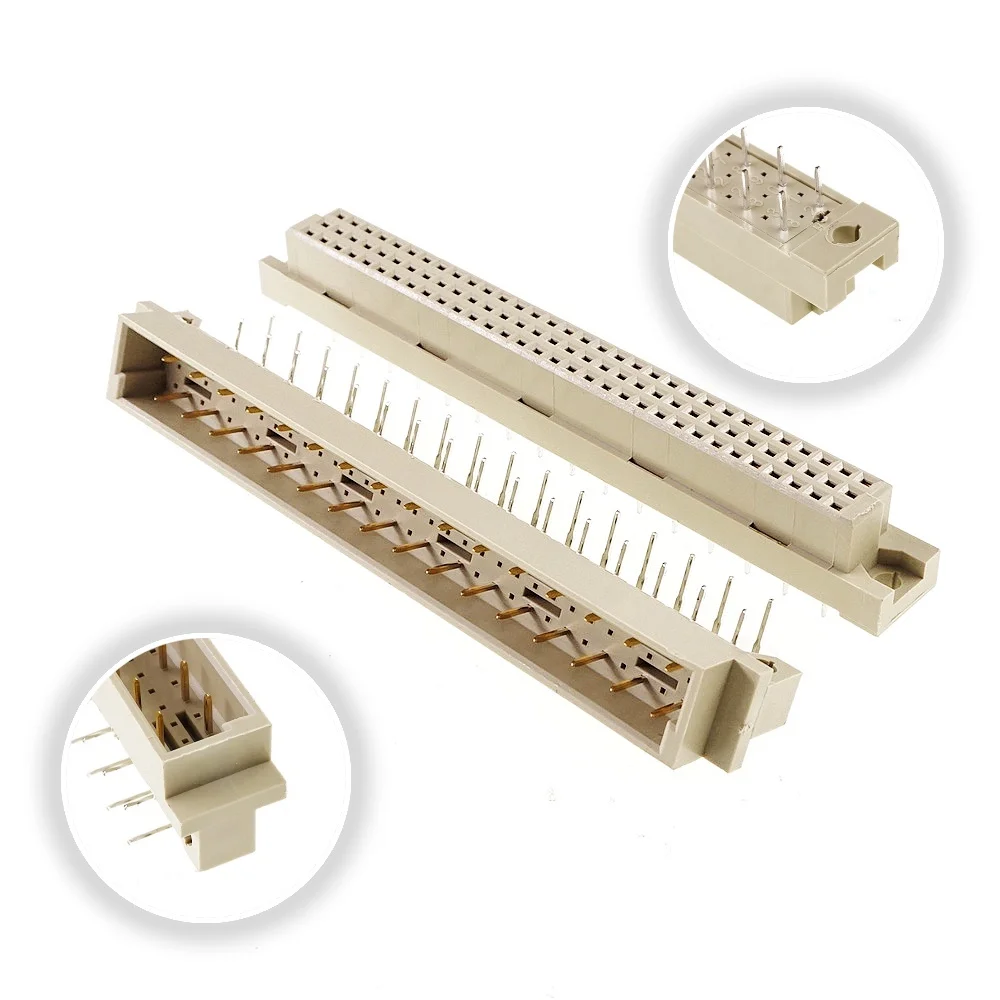 5 pcs DIN 41612 Din Connector 32 Positions Male Pin 5.08 mm Pitch Right Angle Female Straight Through Hole PCB Dual Row