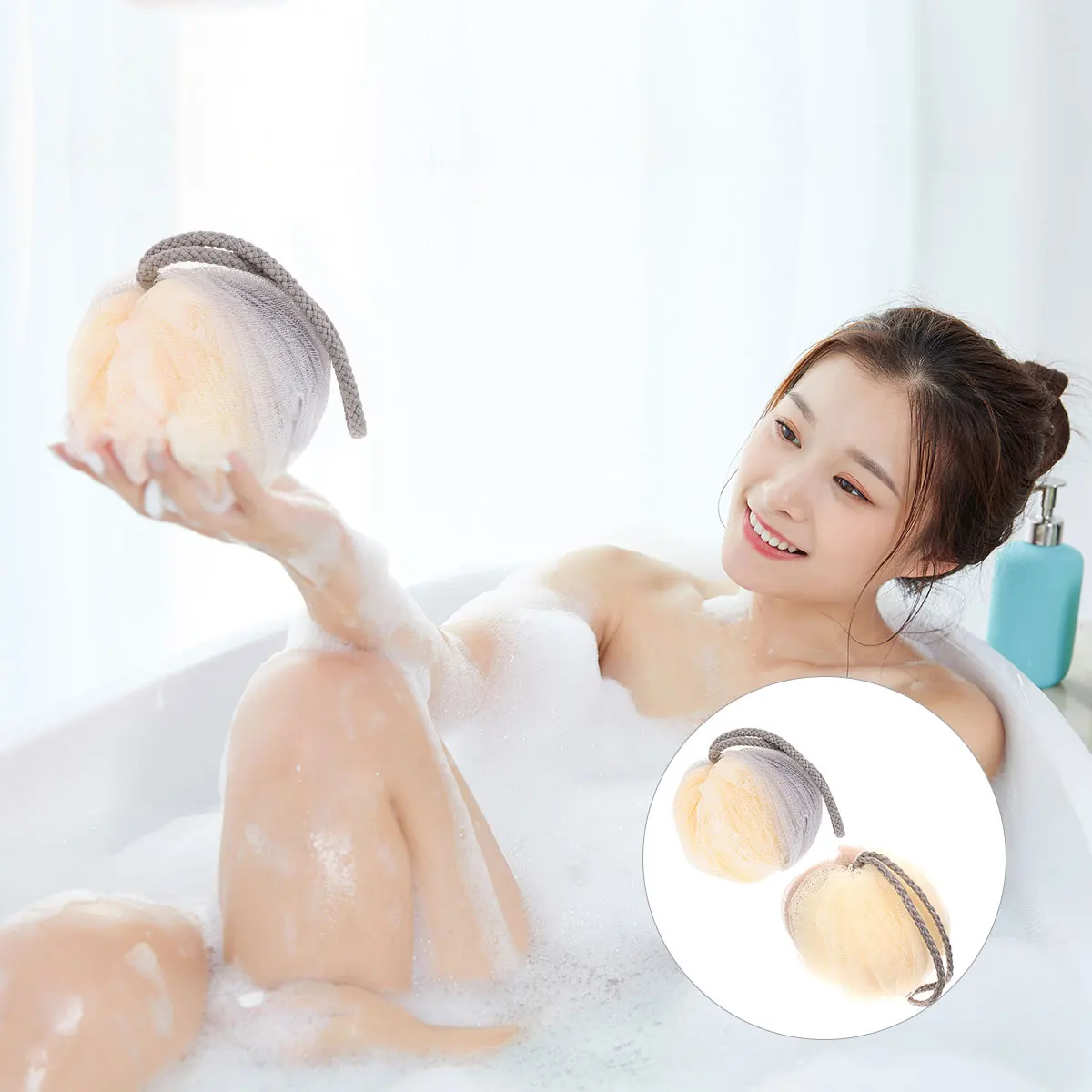 

2pcs Shower Ball Bath Flower Foaming Cleaning Sponges Soft Texture Environmental Friendly Comfortable Grip Elegant Color
