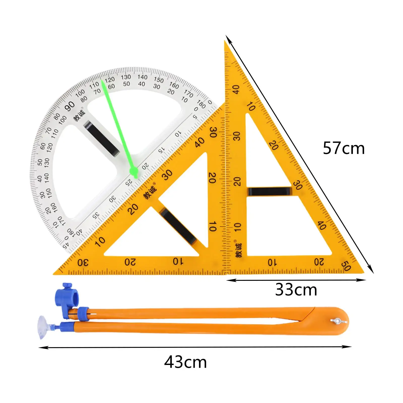 4x Math Geometry Rulers Angle Measurement Teaching Aids for School White Board Drafting