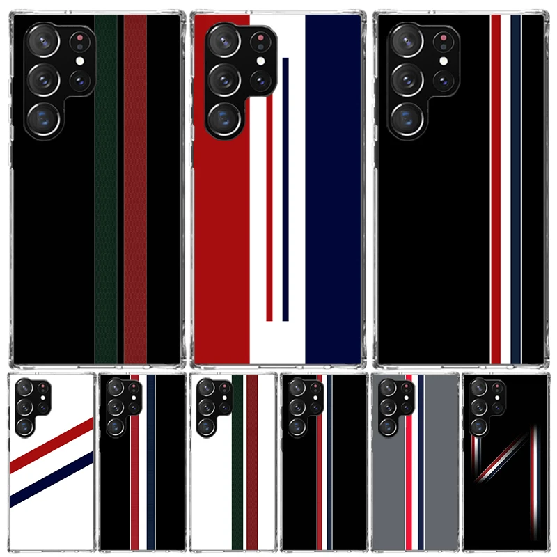 Luxury Sports Line Cool Stripes Case Phone Cover for Samsung Galaxy S24 S25 Ultra S23 Plus S22 + S21 S20 FE S10 S25 Edge Trend F