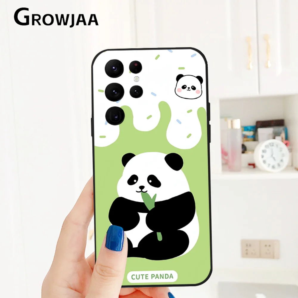 Capa de telefone bonito do pequeno panda, capa macia à prova de choque para Samsung Galaxy S24 Ultra S22 S23 Ultra S21 S20