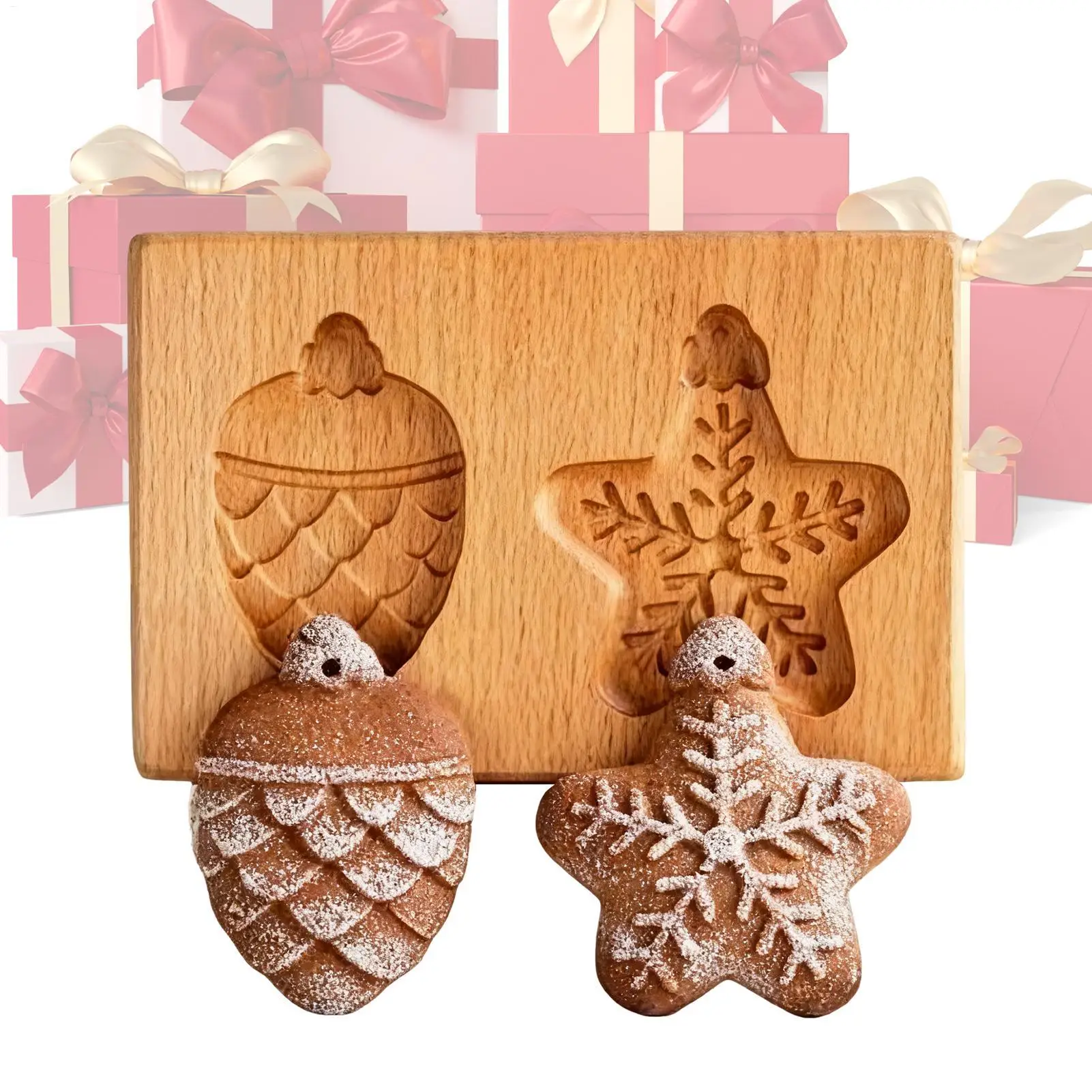 Keksformen aus Holz, 3D-Präge, Stempel, Backwerkzeuge, Küchenzubehör für Weihnachten, Lebkuchen, Ton, Basteln, DIY, Gebäckherstellung