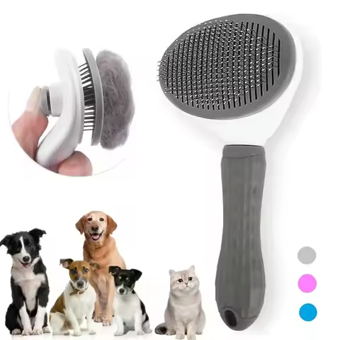 Escova para cães e gatos, pente autolimpante para remoção de pelos de animais de estimação, ferramentas para limpeza de cães e gatos, acessórios para cães