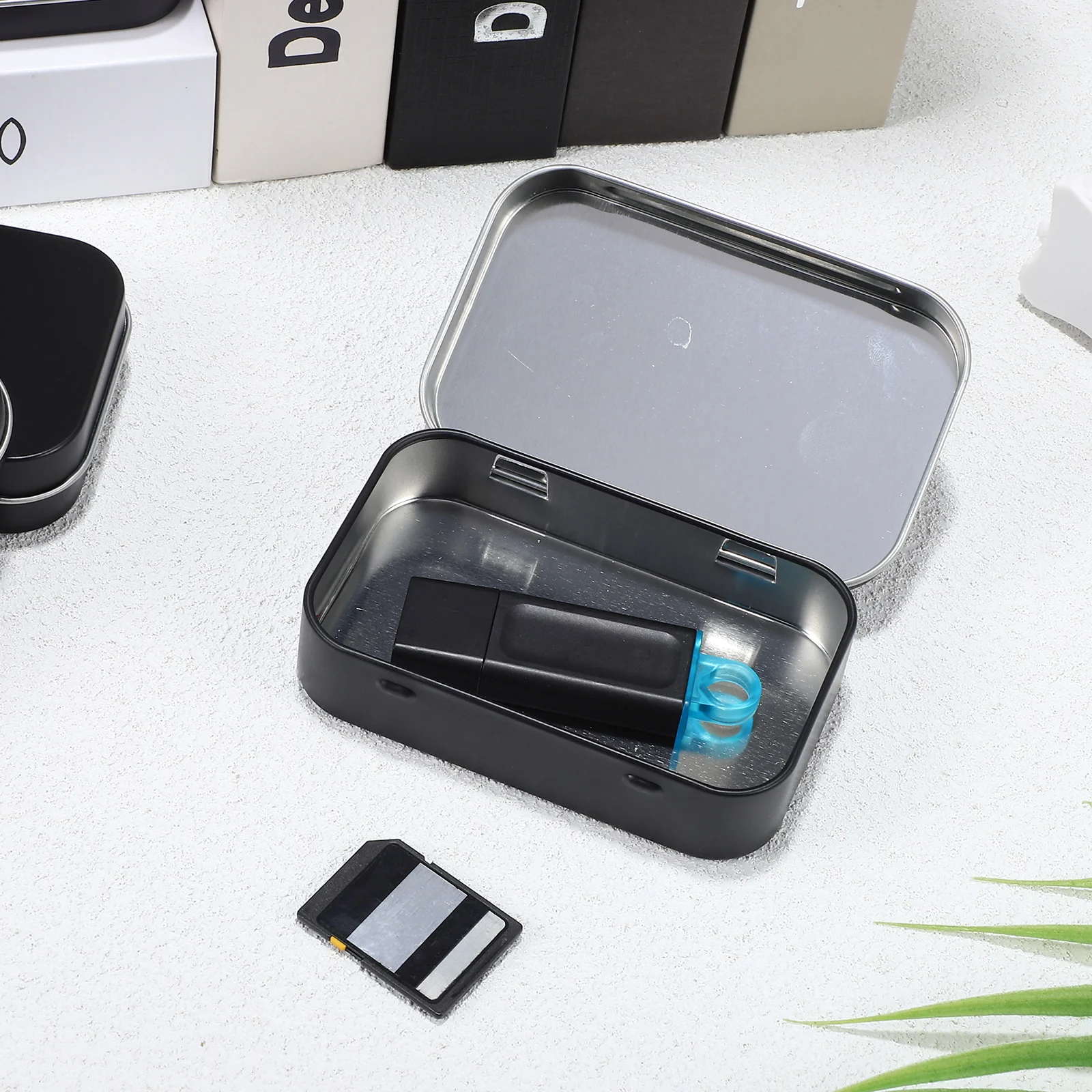 

4 Pcs Metal Tin Box Storage Case Boxes Frosted Small Empty Containers Tinplate Portable Mini Treat with Hinged Lids