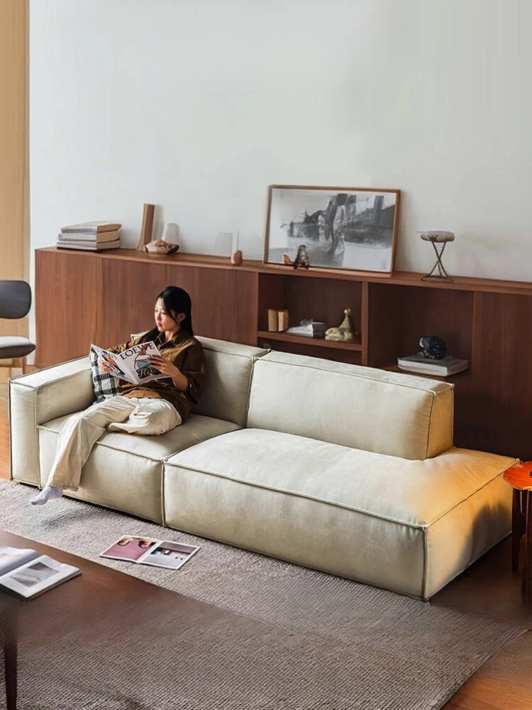 

Customizable sofa fabric living room corner French straight row three-person module combination sofa small apartment