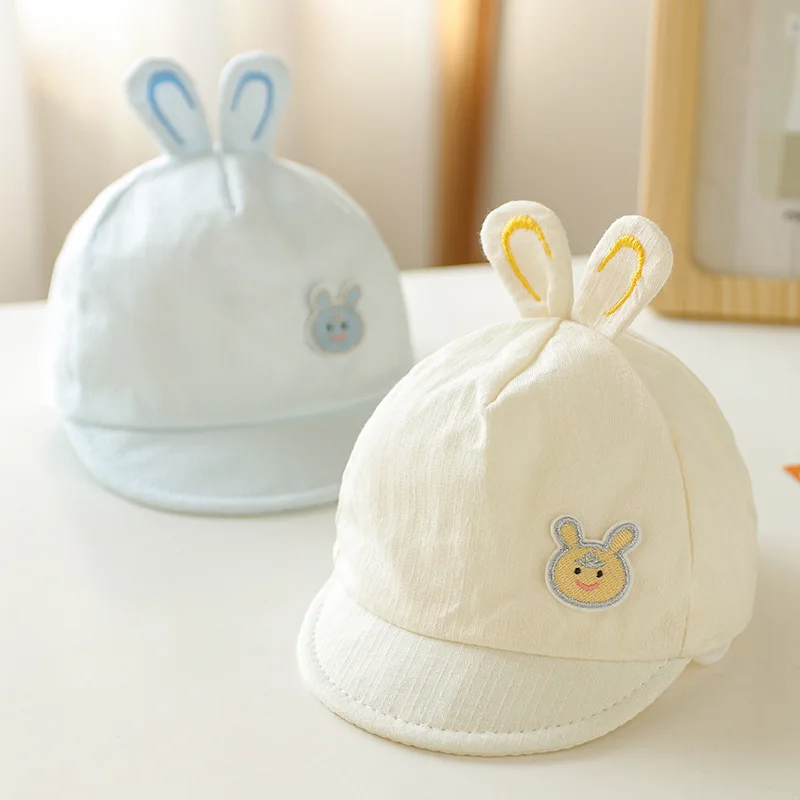 Gorro con visera para recién nacido de 0 a 6 meses, gorros finos de algodón con lengua de pato para bebé, gorra de béisbol con protección solar infantil de dibujos animados, visera para niño y niña