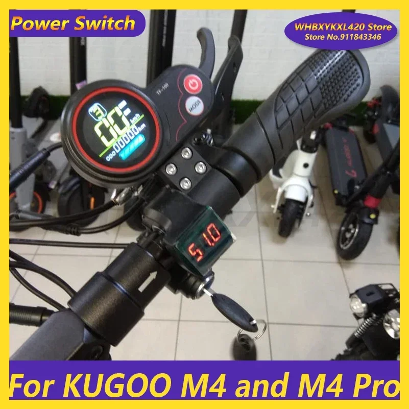 Electric Scooter Thumb Throttle Voltmeter Digital Voltage Display Switch Power with Key Lock for KUGOO M4 Pro Accessories