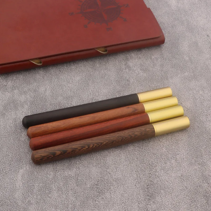 Red Wooden Rollerball Pen With Half Rubber Ballpoint Pen Golden Trim Stationery Office School Supplies Roller Ball Pen