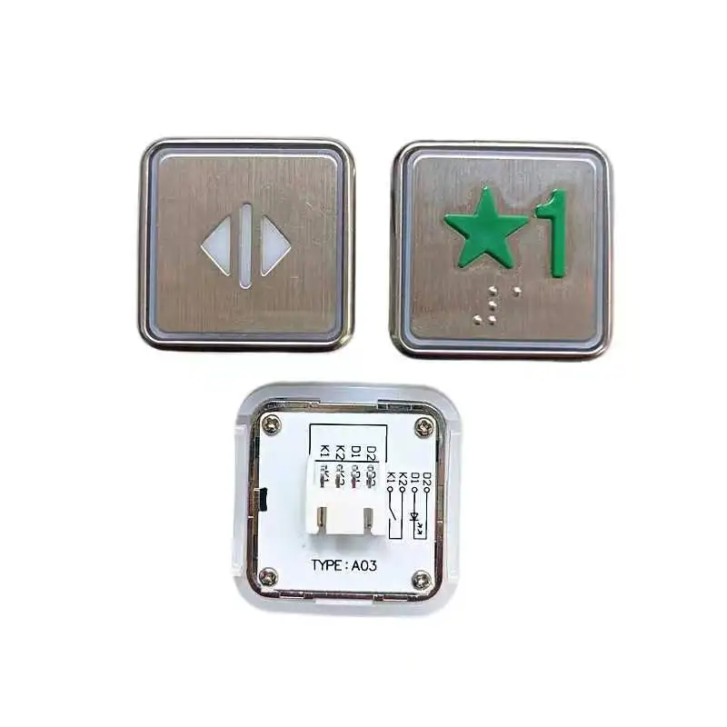 1PCS  Lift Buttons For Elevators TYPE:A03 Square For Thyssen Lift Parts Ultra-Thin Red Blue White With Braille