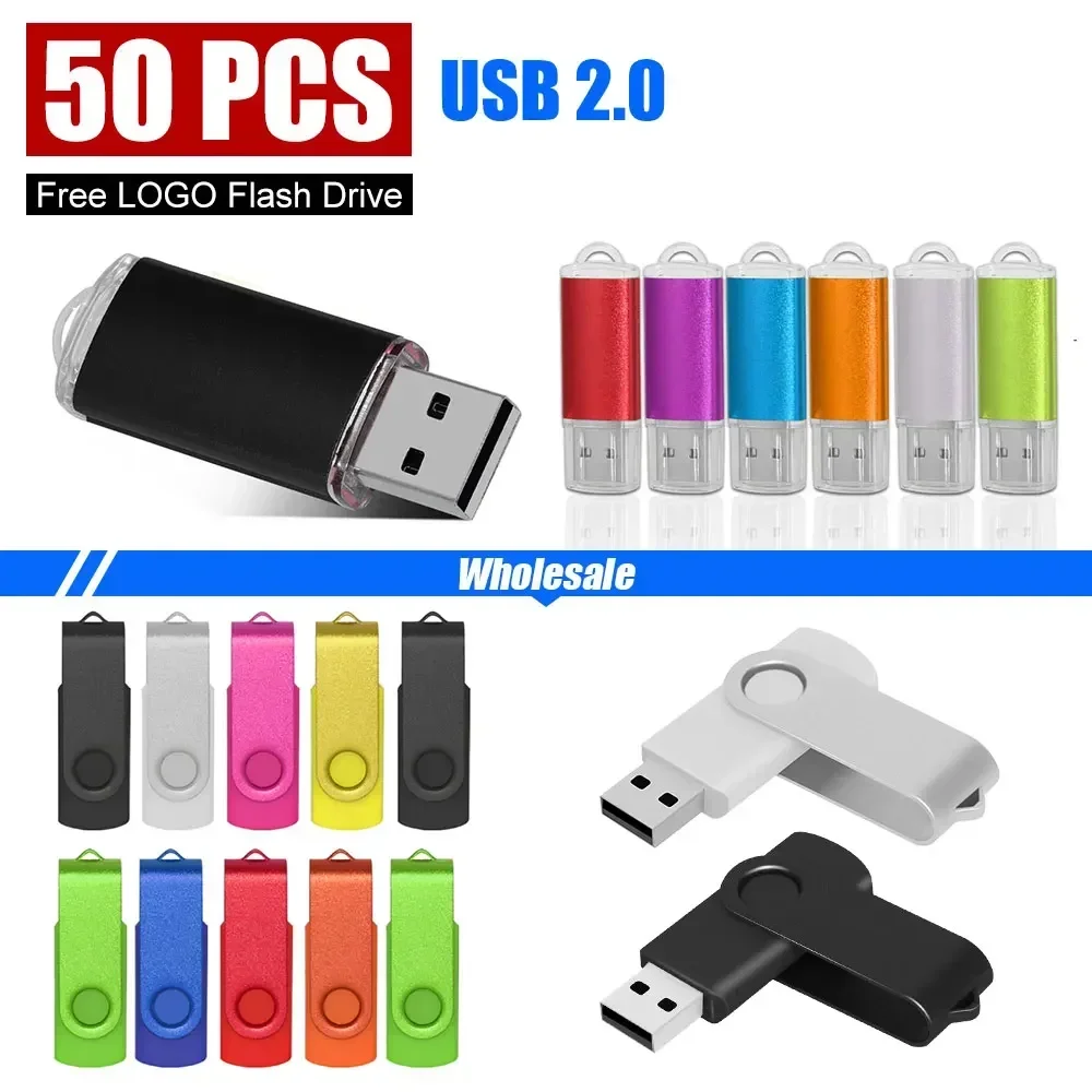 

50pcs/lot Free Custom Logo Metal Pendrive 2gb 1gb Business Gifts USB 2.0 Flash Drive 128mb 512mb 4gb Memory Stick Publicity