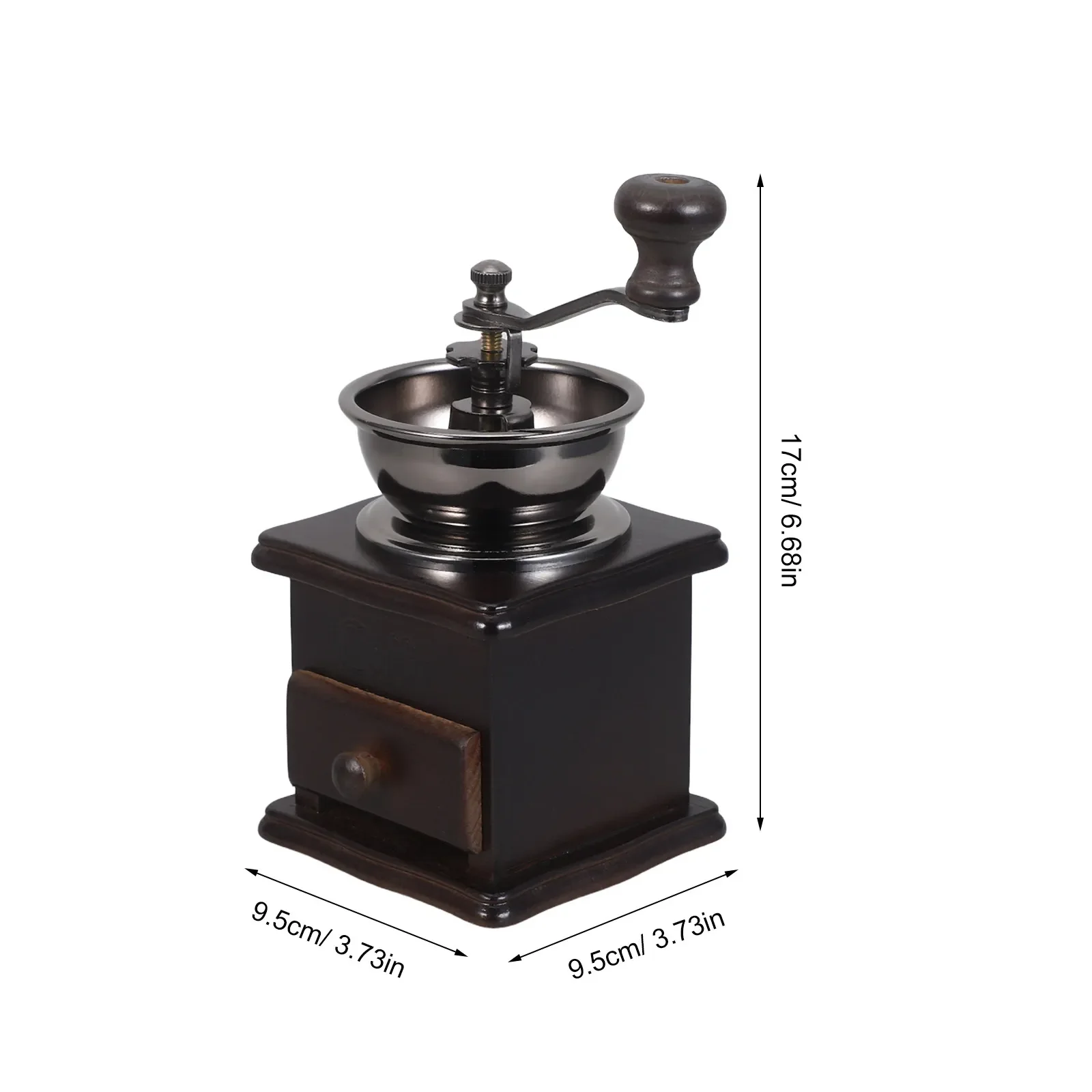Wooden Manual Coffee Grinder Dark Brown Vintage Style Hand Operated Bean Mill Household Espresso Drip Brew Portable Handheld
