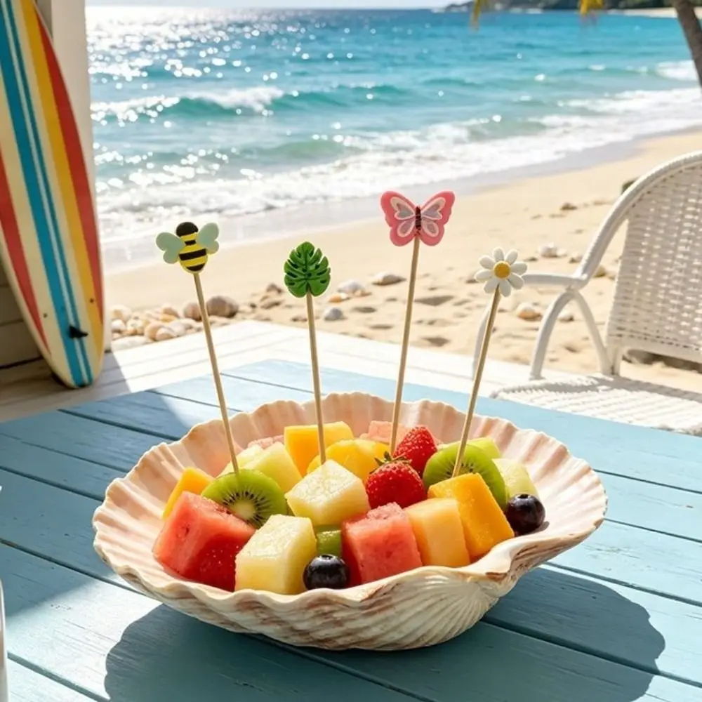 100Pcs Cute Disposable Bamboo Fruit Picks Animal Plant Mixed Candy Color Cocktail Skewers Dessert Toothpicks for Festival Supply