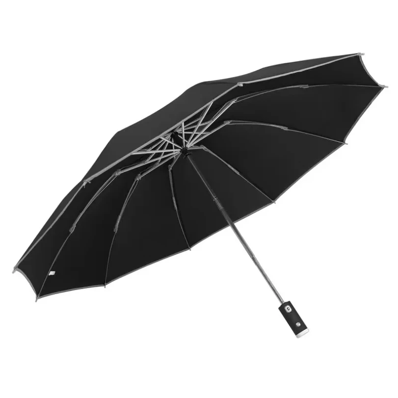LED Umbrella Male Fully Automatic Reverse Umbrella Female Dual Purpose Folding Automatic Umbrella Large Size - Image 6