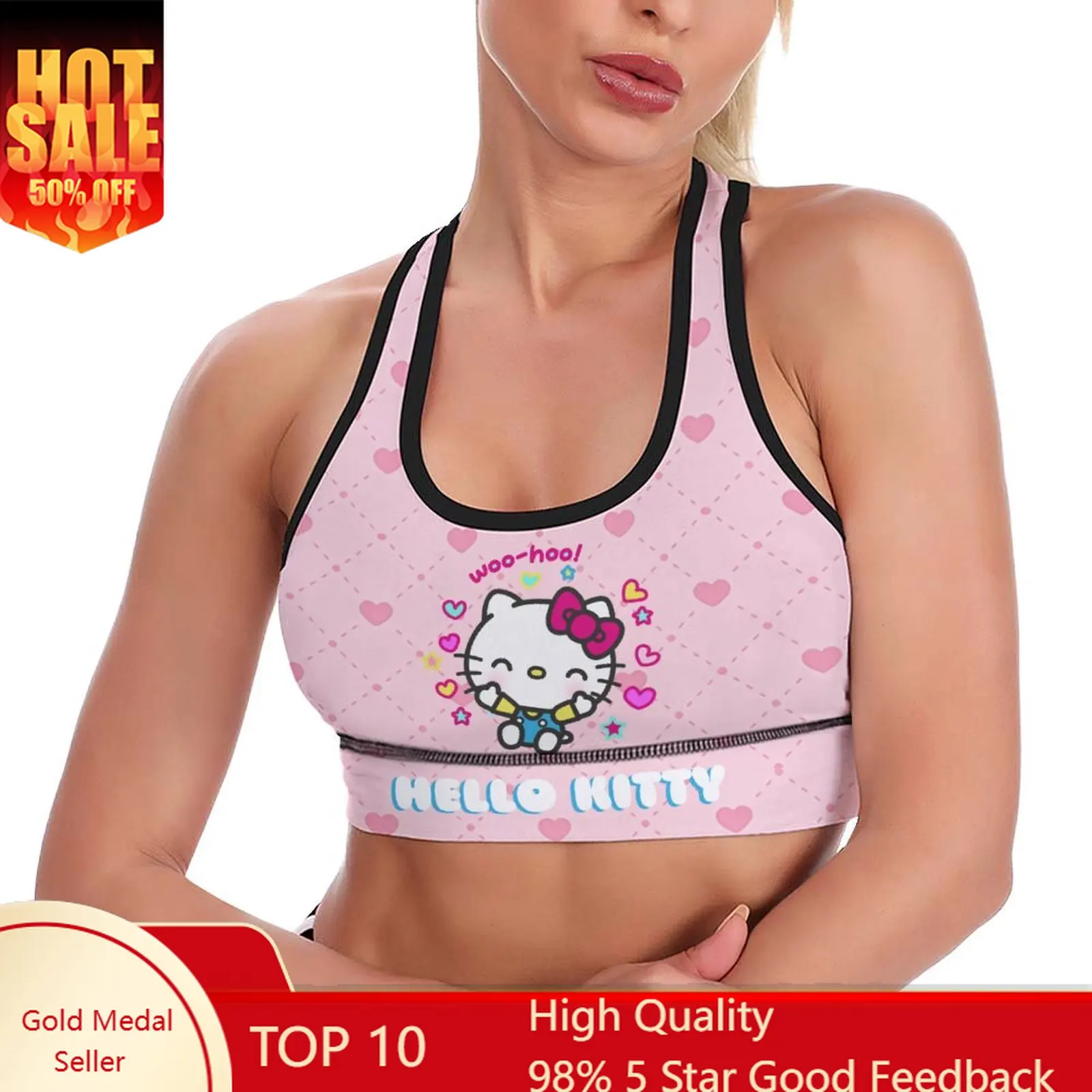 

Hello_Kitty Heart Sports Tank Top Womens Yoga Vest Sanrio Cartoon Sexy Crop Tanks Cute Racerback Tops Soft Undershirt