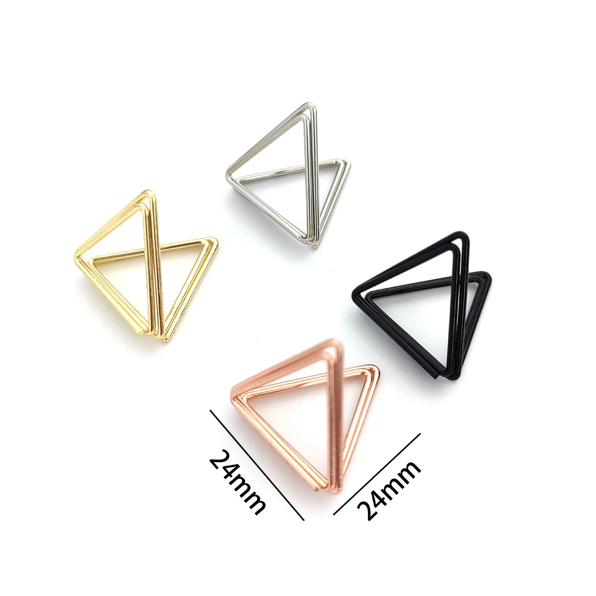 10pcs 24mm Triangle Originality Metal Photo Office Clips Memo Paper  Clothespin Stationery Christmas Wedding Party Craft Decor