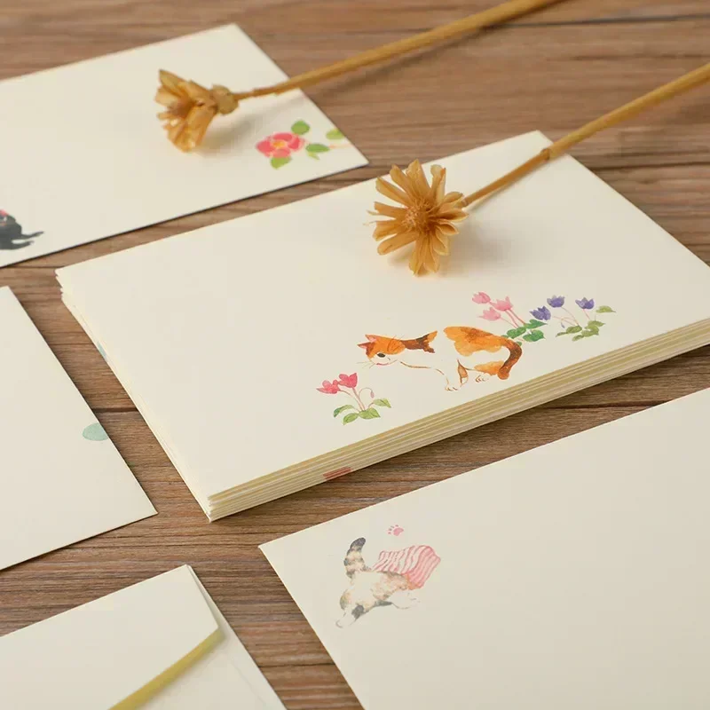 10 pz Buste Kawaii per Blocchi per Lettere Gatti Simpatici Lettera Pad Copertura FAI DA TE Festa di Nozze Invito Carta di Copertura Confezione Regalo di Cancelleria