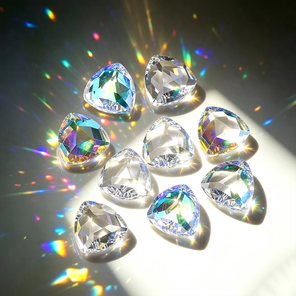 2pcs AB Color Triangle Faceted Crystal Prism Pendant Charm for Jewelry Making DIY Necklaces Earrings Sun Catcher Decor Supply