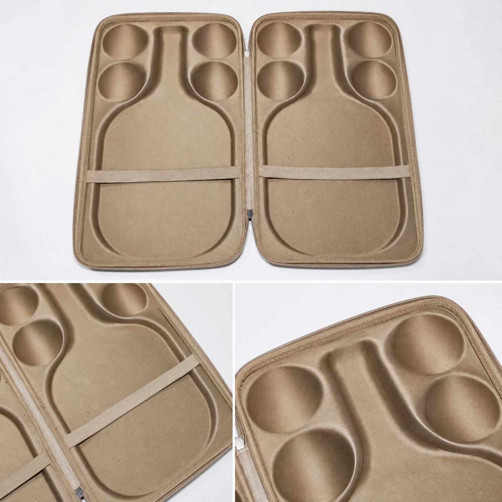 Portable Pickleball Carrying Case Safeguarding Pickleball Equipment Storage Bag with Molded Compartments Zippered Closure
