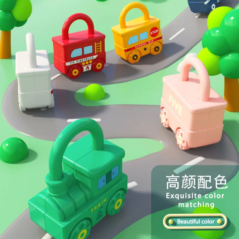 

Children's unlocking toy car early education puzzle baby digital paired key lock baby 1 year old Montessori early education