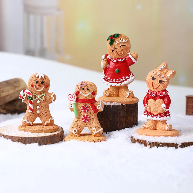 Creative Christmas Gingerbread Man Ornament Children Cartoon Resin Ornament Christmas Holiday Gift Atmosphere Layout Props