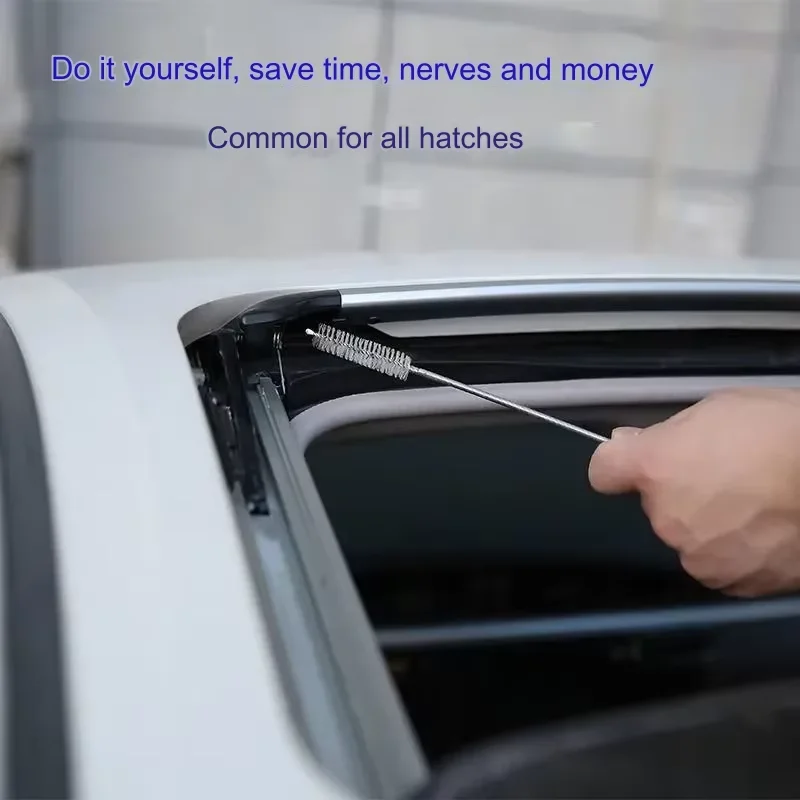 1 pair auto sunroof drain remover Flexible pipe cleaning kit Car 1.5m brush / 550ml water ejector Clean car drain hole tools set