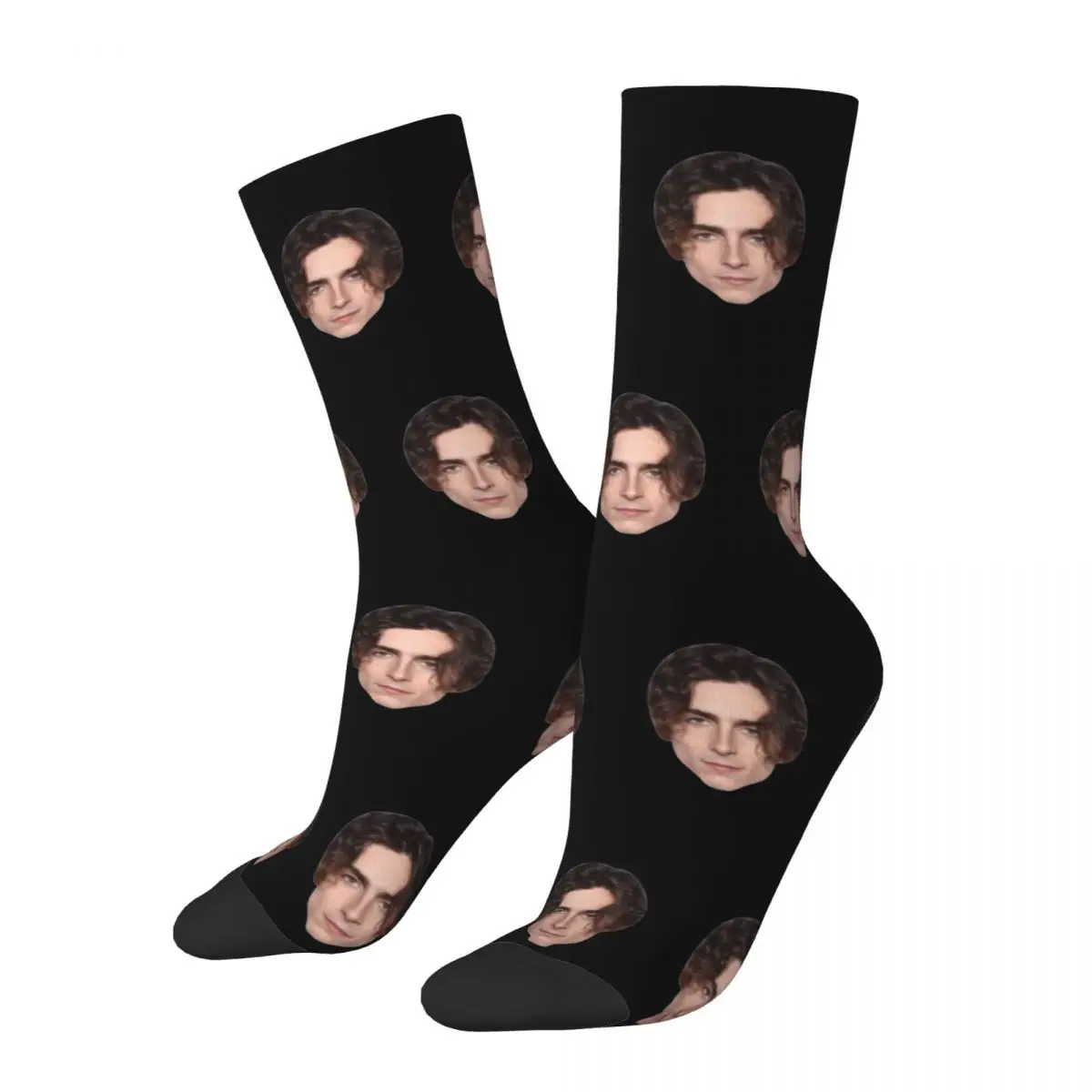 Fashion Men's Socks Hip Hop Timothee Chalamet Face Sock Polyester High Quality Women's Socks Spring Summer Autumn Winter