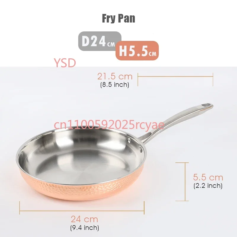 5 PCS Tri-ply Stainless Steel Copper Pots and Pan Hammered Cookware Set