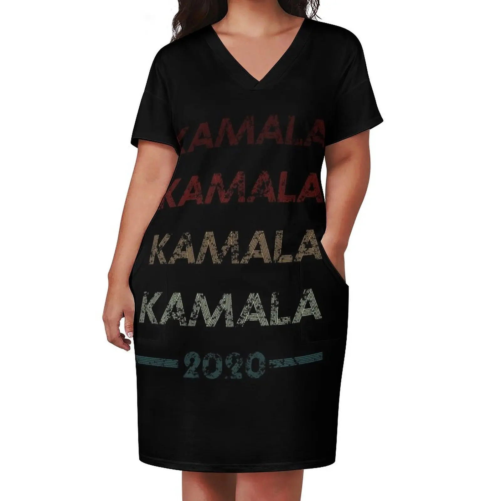 Kamala Harris-ヴィンテージスタイルの女性用ルーズポケットドレス,夏服,エレガントなドレス,ウエディングドレス,2020