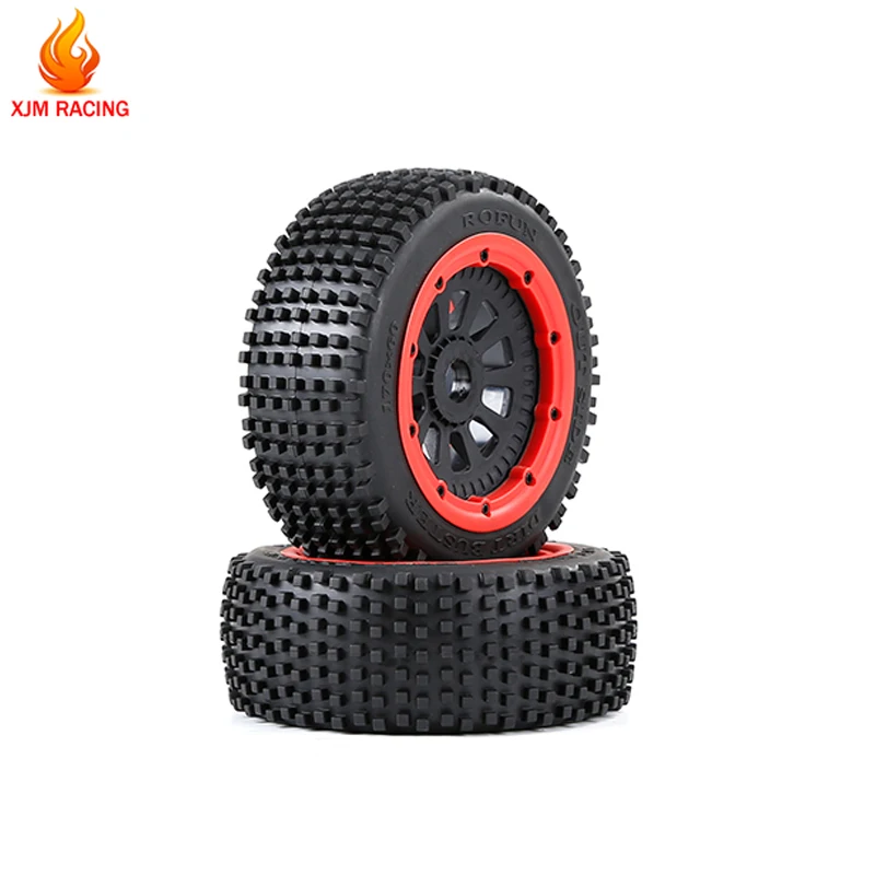 2pcs Small Nails Tire Front or Rear Wheel Tyre Assembly for 1/5 Losi 5ive T Rovan LT Kingmotor X2 General BAJA 5S SLT V5 Rc Car