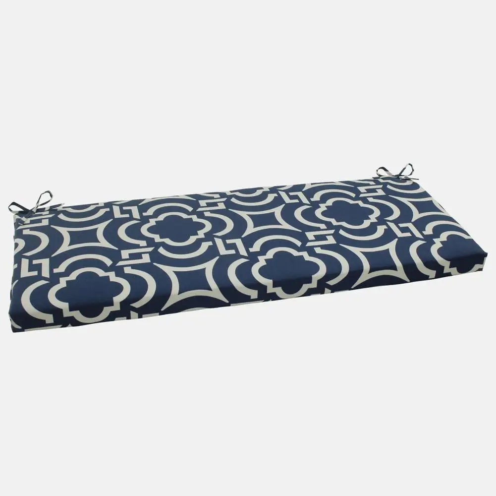 

Trellis Indoor/Outdoor Sofa Setee Bench Swing Cushion with Ties, Weather, and Fade Resistant, 18" x 45", Blue/White Carmody