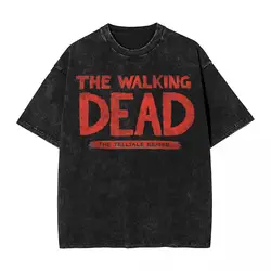 Streetwear Washed T Shirt The Walking Dead Cotton T-Shirts The Telltale Series Novelty Tee Shirt for Male Summer Y2K Retro Tops