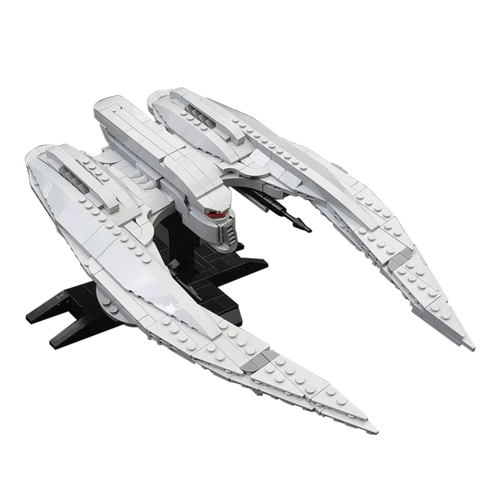 2023 MOC MK II Cylon Raider-minifig skala statek kosmiczny klocki DIY wyลwietlacz Model myลliwca zabawki cegลy na prezenty dla dzieci