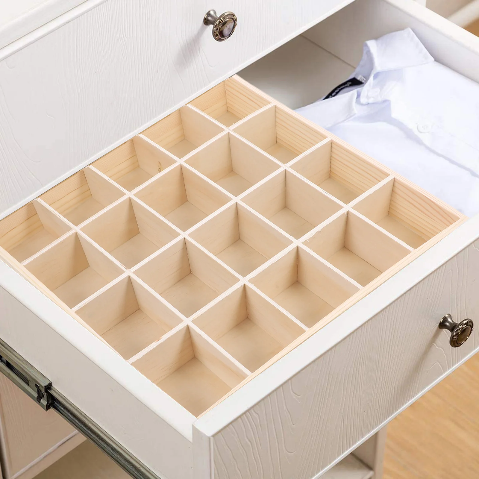 

Underwear Storage Case Socks Organizer Compartments Storage Box Panties Stackable Drawer Sundries Container (Wooden Color)