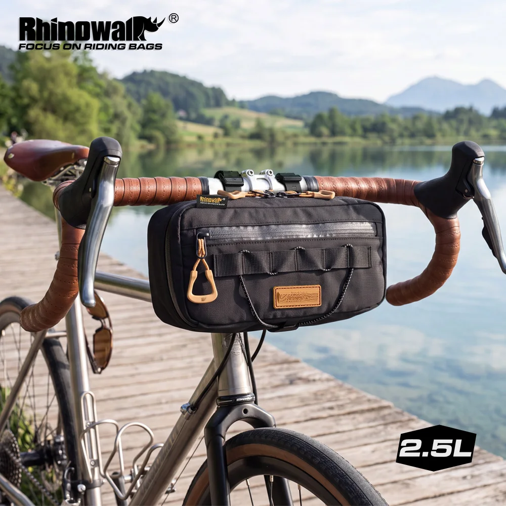 Rhinowalk Bike Handlebar Bag 2.5L Cycling Front Storage Bag Multi-Compartment Reflective Elastic Cord Shoulder Bag Universal Fit