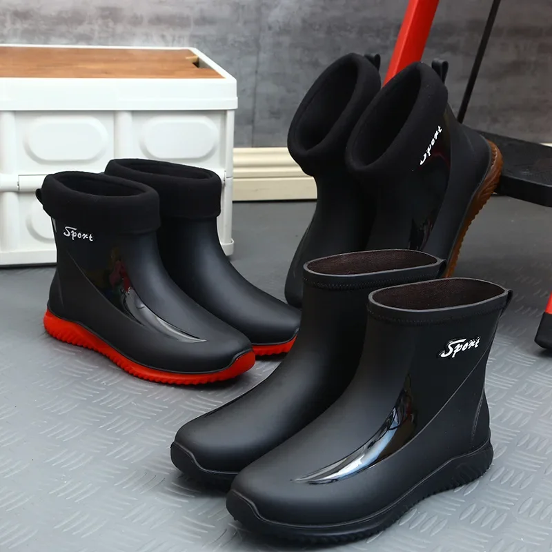 Botas de lluvia antideslizantes Para hombre, Zapatos impermeables resistentes al desgaste Para exteriores, color negro, Otoño, 2024